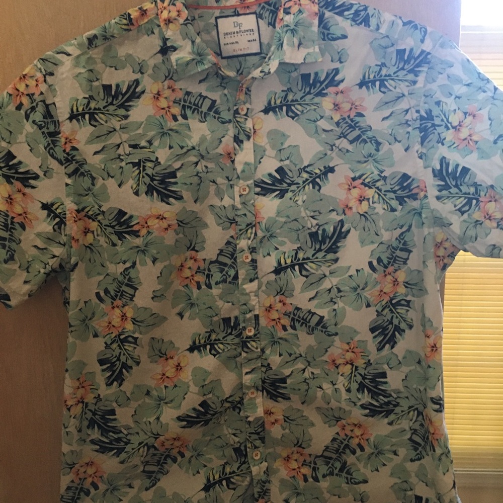Denim and Flowers tropical Button up shirt